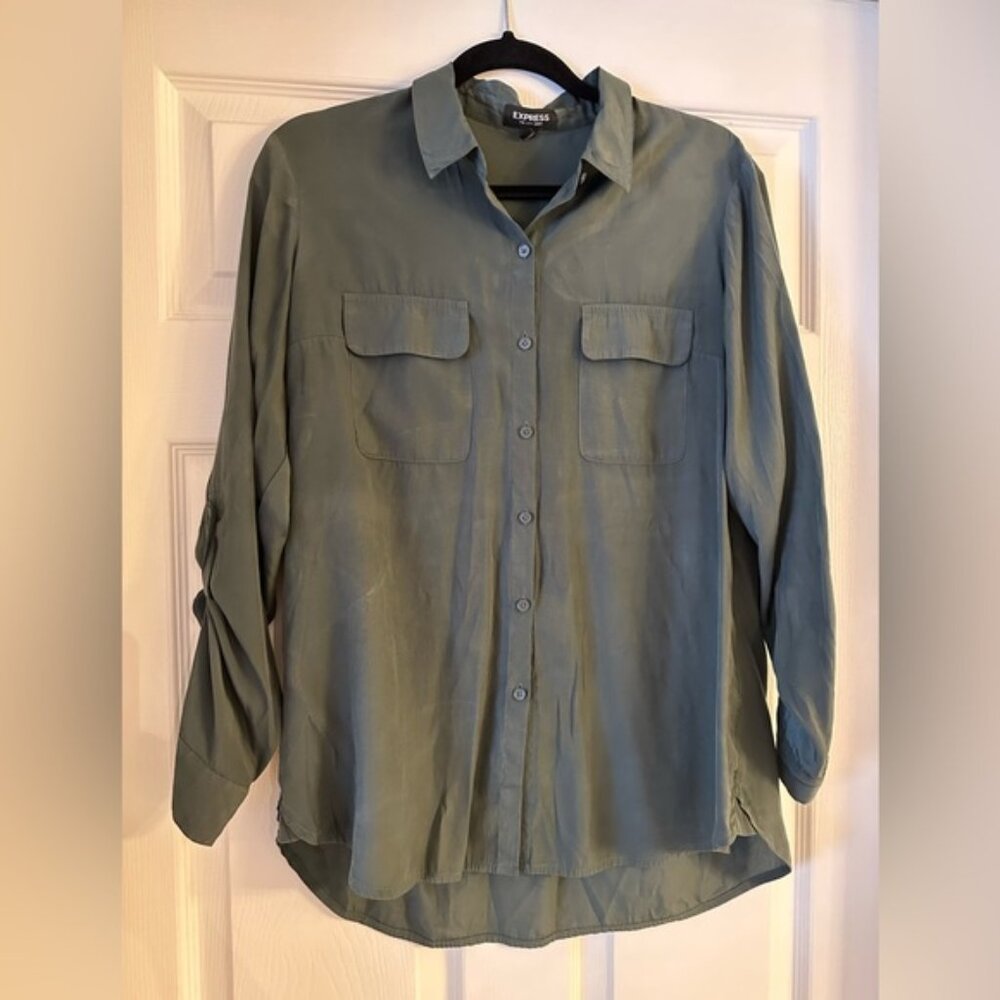 Olive Green Express Button Down Shirt